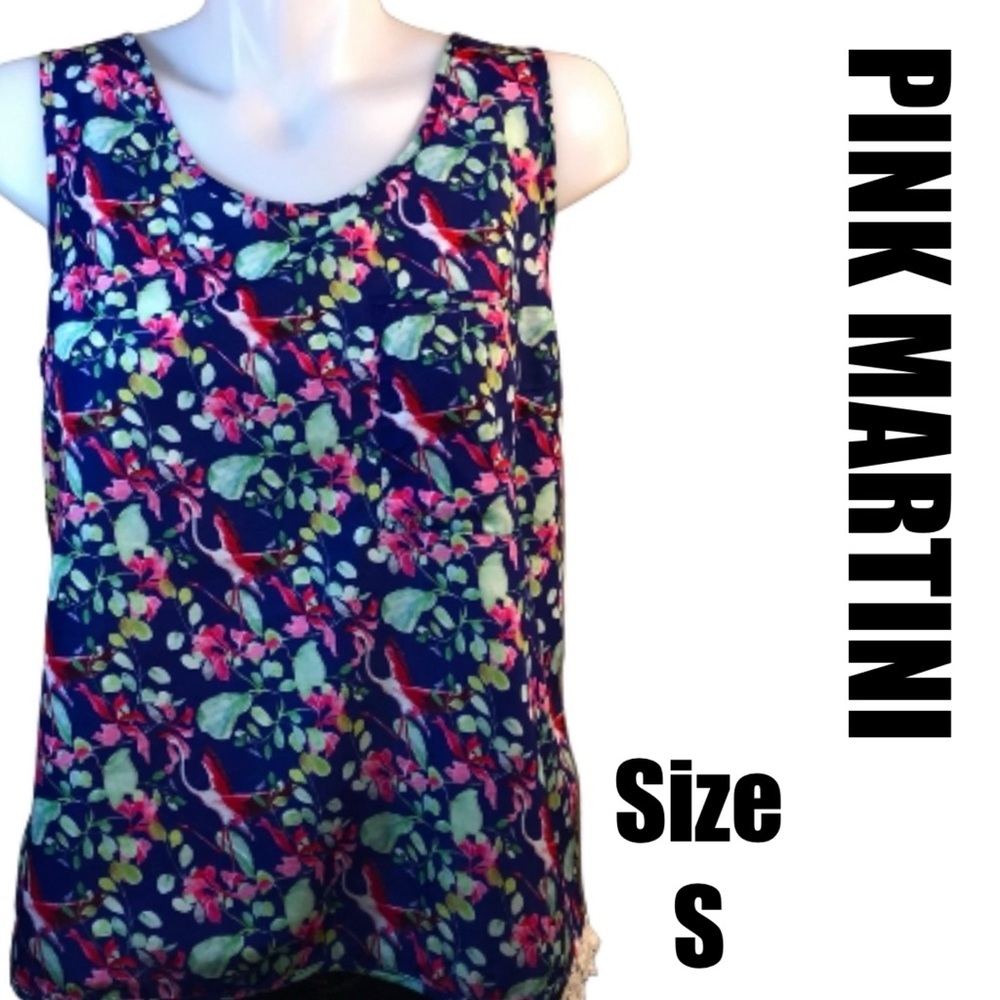 PINK MARTINI FLAMINGO SLEEVELESS BLOUSE TANK SIZE S